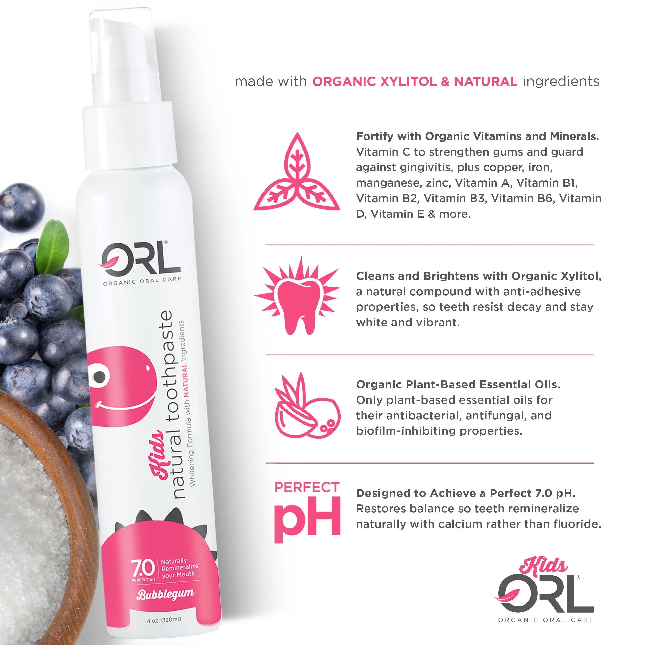 KIDS Fluoride Free Natural Toothpaste ORL LABS