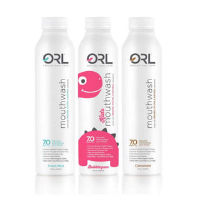 ORL Alcohol Free Mouthwash including Fresh Mint, Cinnamint and Bubblegum