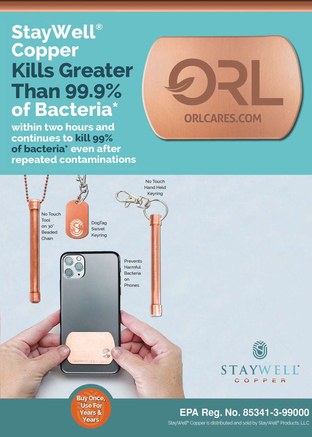 ORL Anti-Microbial Copper Phone Patch