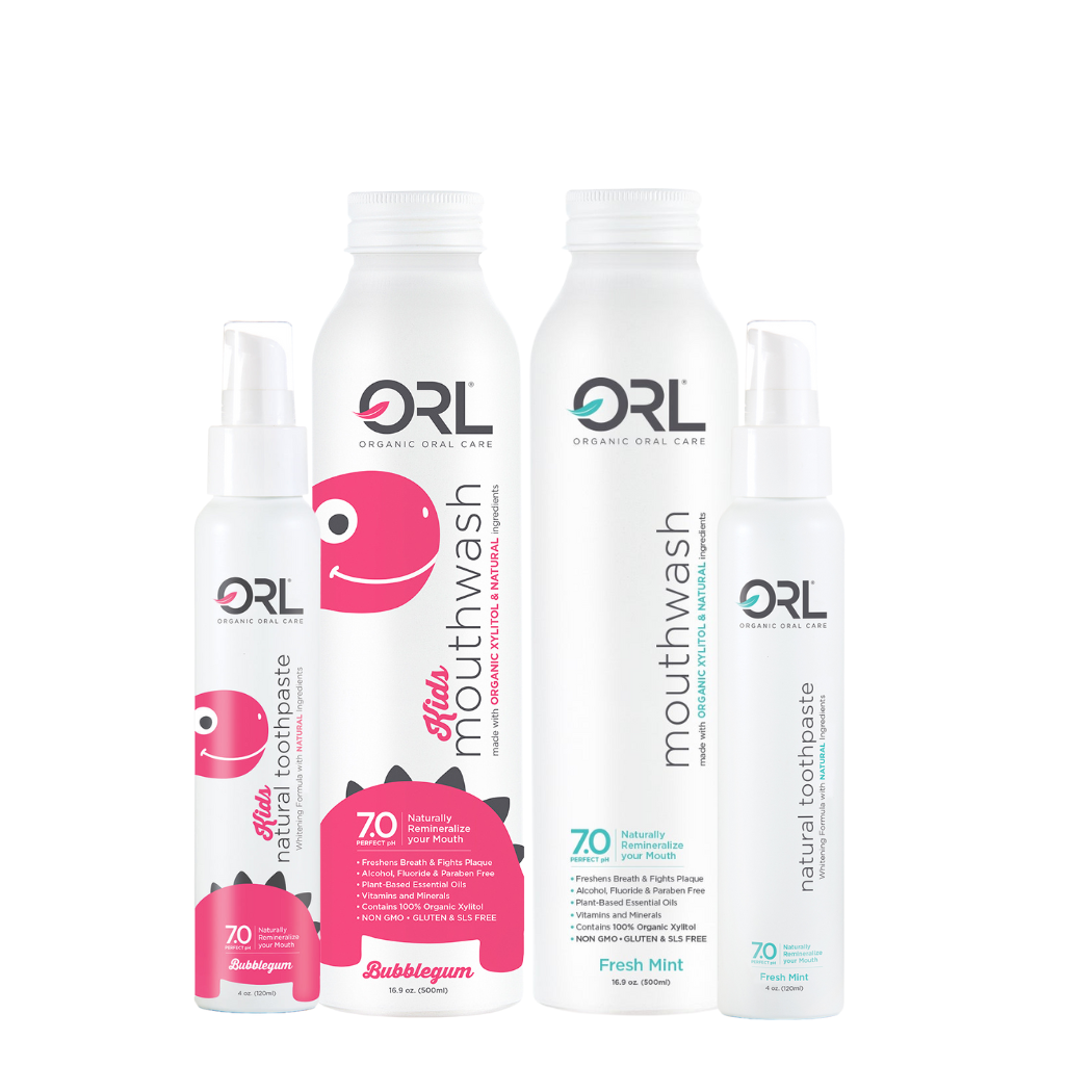 Family Bundle of ORL Fresh Mint and Bubblegum Toothpaste and Mouthwash